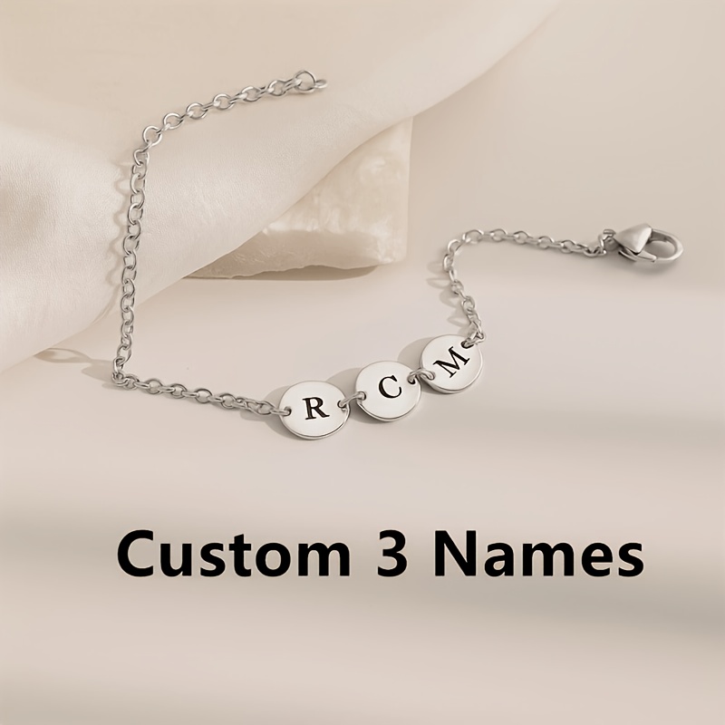 Personalized Engravable Bracelet with Round Pendant